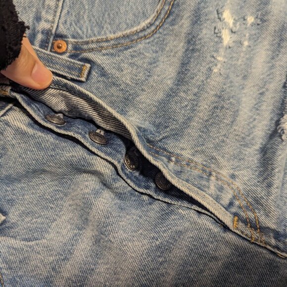 Levis 501 Distressed Shorts Jeans Jorts Cut-Offs Button Fly High Rise Denim Fray - Picture 4 of 7